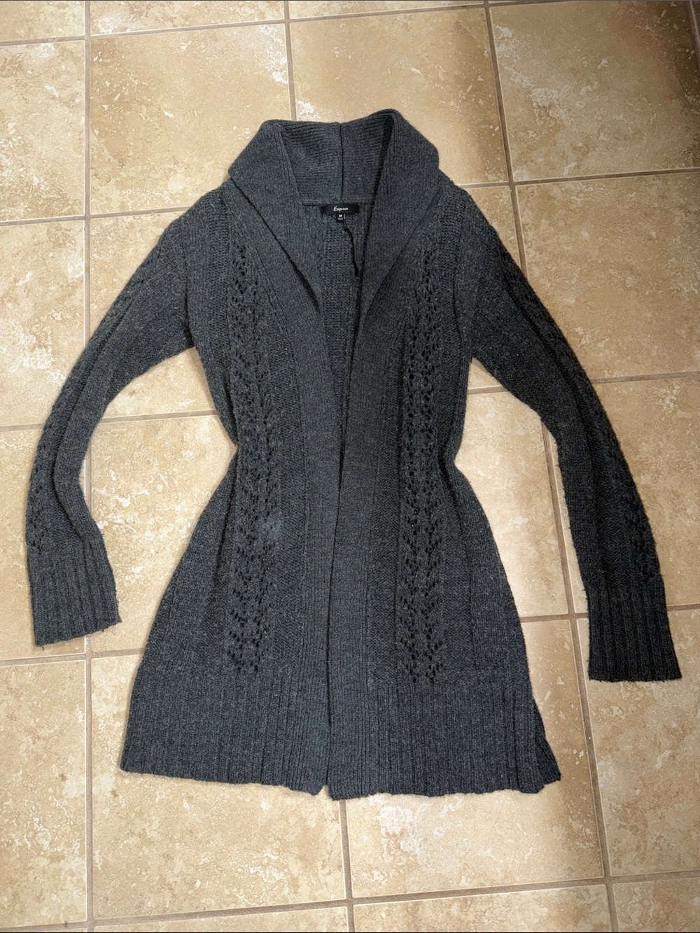 🩶DARK GRAY EXPRESS SHAW NECK, CARDIGAN, SIZE MEDIUM🩶